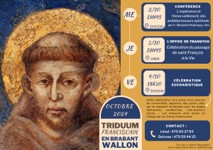 affiche annonçant le triduum franciscain 2024 en Brabant wallon