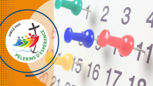 Photo d'un calendrier avec le logo du Jubilé 2025