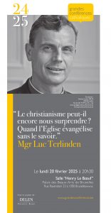Affiche de la conférence de Luc Terlinden intitulée "le christianisme peut-il encore nous surprendre?" - janvier 2025