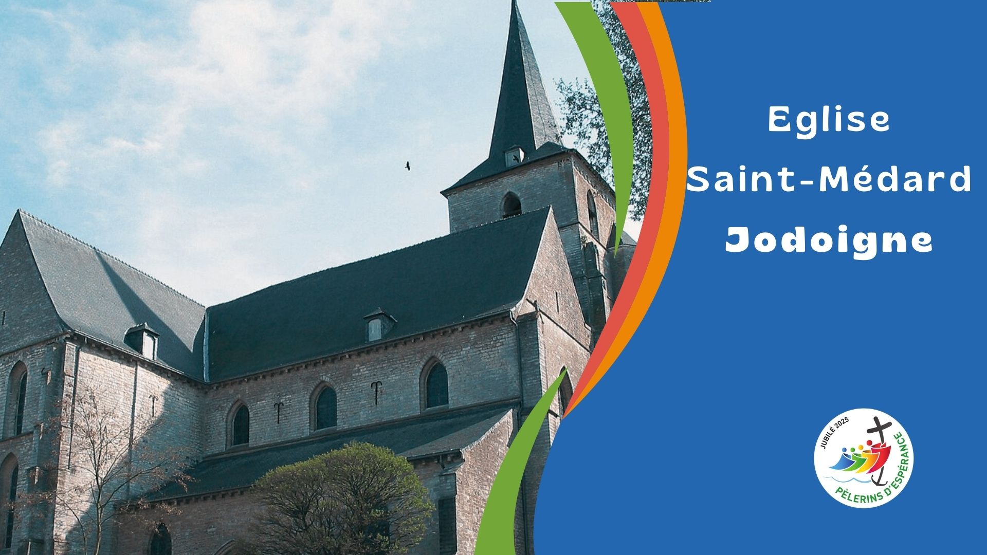 Vignette de l'église Saint-Médard de Jodoigne, place d'Espérance pour le Jubilé 2025