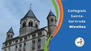 Vignette de la Collégiale Sainte-Gertrude de Nivelles, place d'Espérance pour le Jubilé 2025