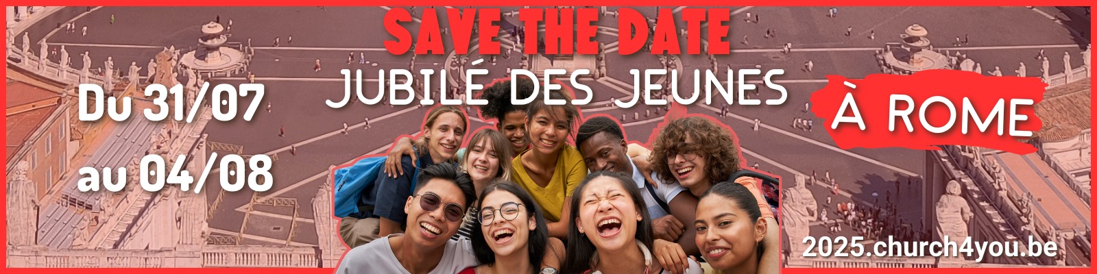 bannière du Jubilé des Jeunes à Rome