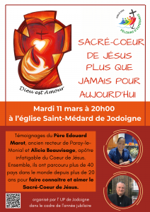 affiche pour la soirée sur le Sacré-Cœur de Jésus à Jodoigne