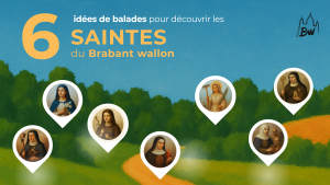 Bannière pour la série des saintes en Bw - avec les portraits mignatures des 6 saintes que nous présentons.