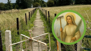 bannière illustrant la balade sur les pas de sainte Renelde à Saintes/Tubize