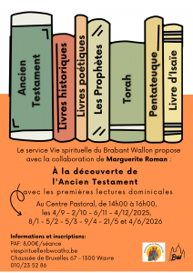Flyer pour les ateliers à la découverte de l'ancien testament avec Marguerite Roman
