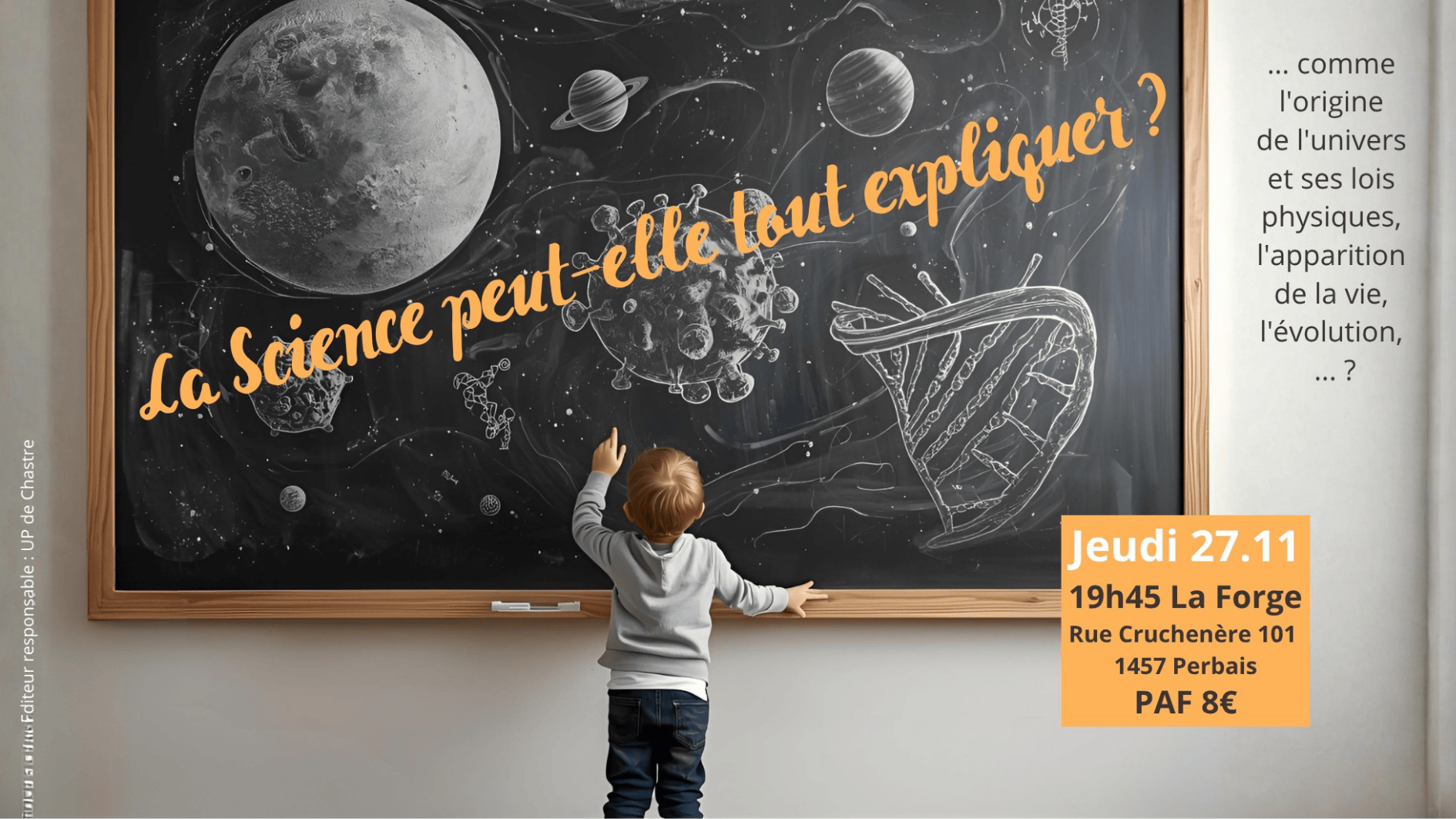 Bannière conférence EsP'R sur la Science avec Jean-Marie Joassart.