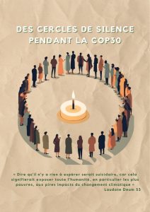 Illustration du collectif Lutte et Contemplation pour proposer des cercles de silence pendant le COP30