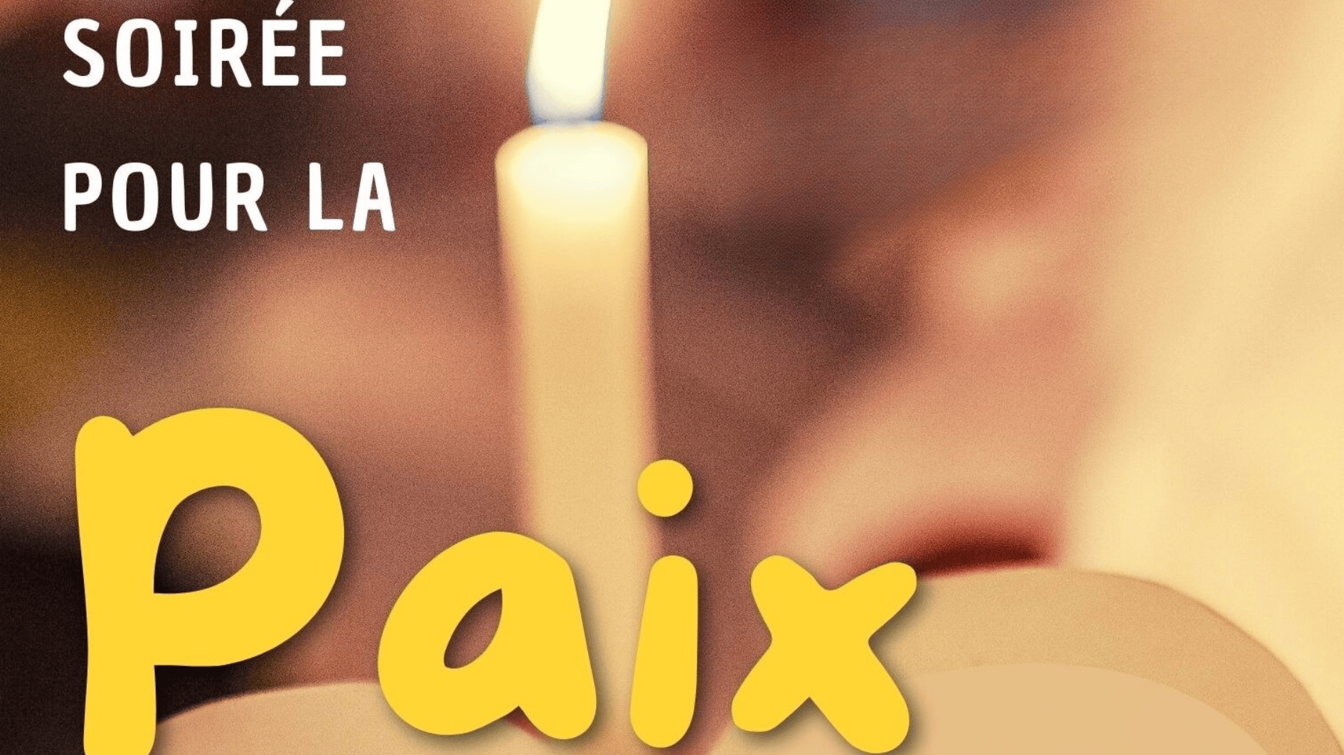 Bannière de la soirée pour la paix à Ottignies avec le frère Christian Eeckhout.