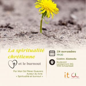 Flyer pour la conférence de Mari Sol Perez sur le burnout et la spiritualité chrétienne