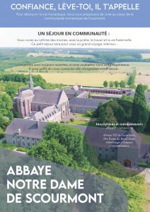 affiche pour découvrir la vie monastique à l'abbaye de Scourmont à Chimay