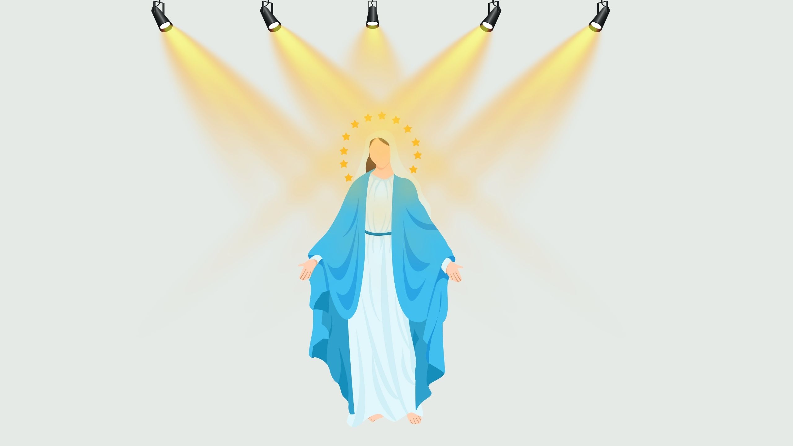 Image de la Vierge Marie sous les feux des projecteurs