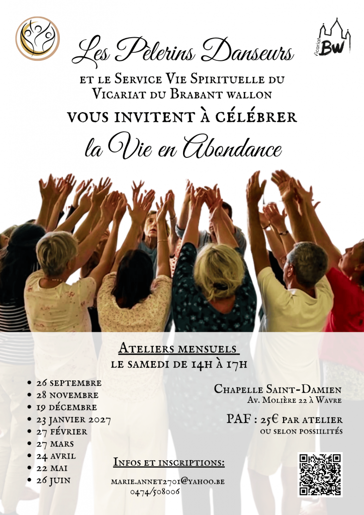 Affiche pour les ateliers de danse 2026 - 2027 avec les Pèlerins Danseurs